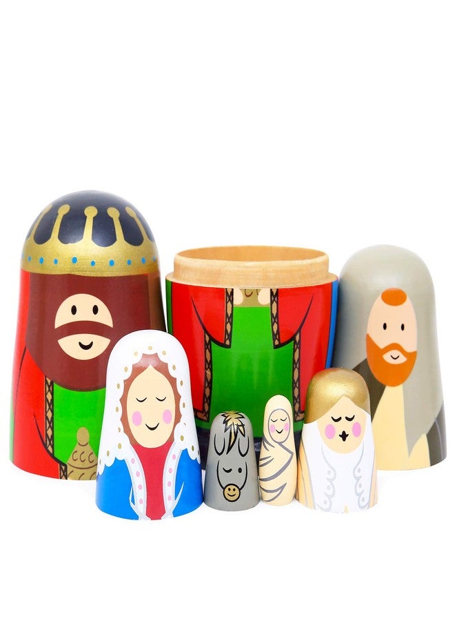 Moonmo - Nesting Doll Holy Family -The Nativity Family Wooden Nesting Dolls Matryoshka Nativity Figurines-Set of 5 Dolls (Brown) - Image 5